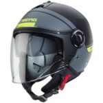 CASCO JET CABERG V4 NERO OPACO ANTRACITE GIALLO