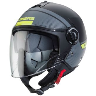 CASCO JET CABERG V4 NERO OPACO ANTRACITE GIALLO