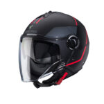 CASCO JET CABERG V4 X NERO OPACO ANTRACITE ROSSO