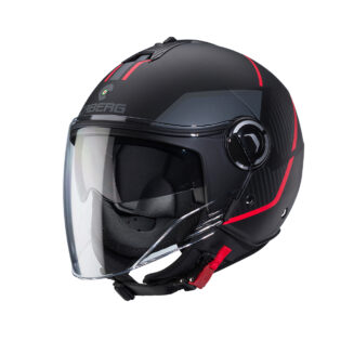CASCO JET CABERG V4 X NERO OPACO ANTRACITE ROSSO