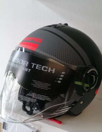 CASCO JET CABERG V4 NERO OPACO ANTRACITE ARANCIONE